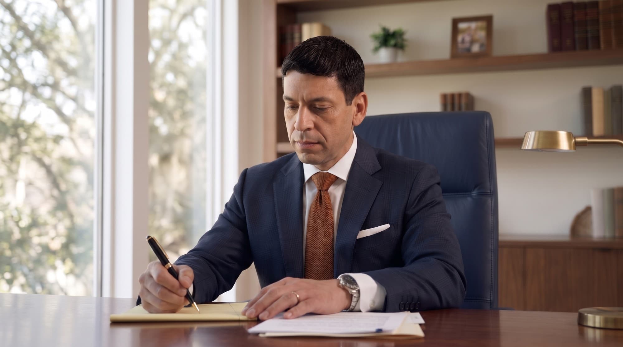 Chris Corzo reviewing a case file at his desk